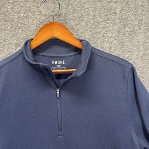Rhone Pullover Mens Medium‎ Blue Quarter Zip Performance Long Sleeve
